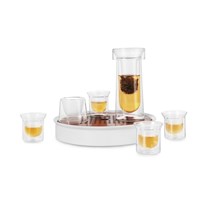 Set Teekanne mit f / + 4 Glasschalen Doppelglas und Filterhalter aus satiniertem Glas FES