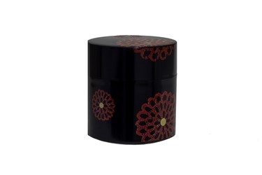 Tea Caddy black with red flower FES