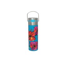 Bottiglia termica in acciaio Poppy turchese con doppio filtro 500ml
