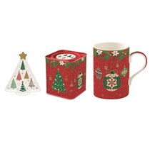 Set Mug con poggia bustine da Thè porcellana JINGLE BELLS FES