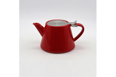 Teiera rossa in porcellana lucida con filtro e coperchio 450ml
