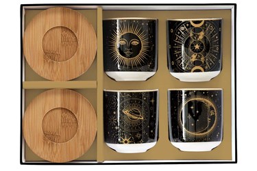 CELESTIAL 4 Porzellan Kaffeetassen 110ml Set