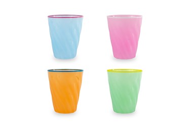 Set of 4 200ml colored glass glasses
