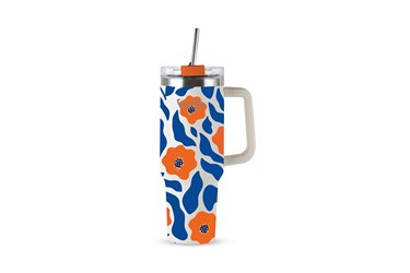 Bottiglia/Mug termica con cannuccia 1,2L - Fiori