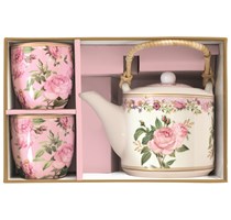Set Tè - Teiera 600ml c/filtro con 2 bicchierini CHANT DE ROSES
