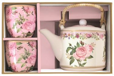 Set Thè - Teekanne 600ml mit 2 bächer CHANT DE ROSES