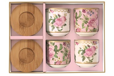 CHANT DE ROSES 4 Porzellan Kaffeetassen 110ml Set