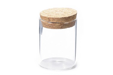 Glass jar with cork stopper