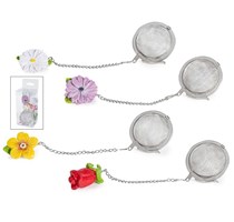 Infusore in metallo con fiore (decoro assortito)