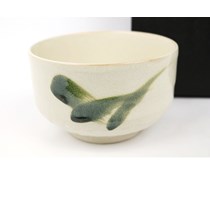 Coppa Matcha bianca- linee verdi. 12x7,5cm