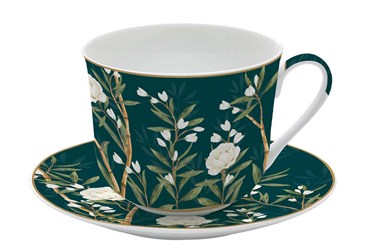 Breakfast Cup 400ml with plate ROYAL PEONIES
