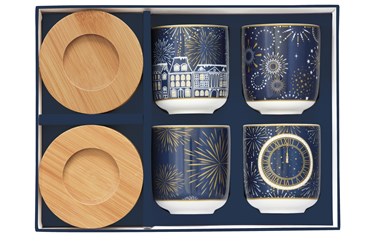 MIDNIGHT 4 Porcelain Coffee Cups 110ml Set