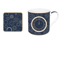 Set mug in porcellana300 ml con sottobicchiere in window color box MIDNIGHT