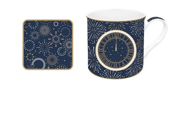 Set tea mug in porcellain 300 ml mit saucer in window color box MIDNIGHT