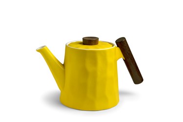 Teapot Amalfi yellow rusticated with Roosenwood handle1,2L