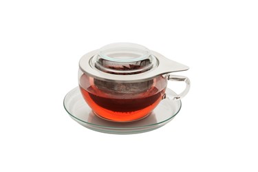 Herb Tea Cup Glass with lid and stainless steel strainer 0,4l
