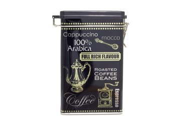 Rechteckige Kaffeedose Black Coffee mit Bügelverschluß